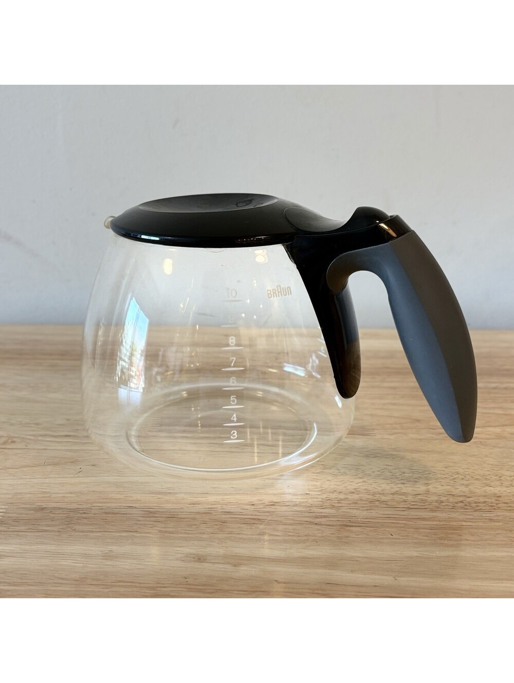 Braun KFK500 AromaDeluxe 10 Cup Glass Coffee Carafe Black Handle Lid 3104627 OEM